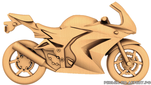 Резное панно Спортивный байк (мотоцикл) из дерева